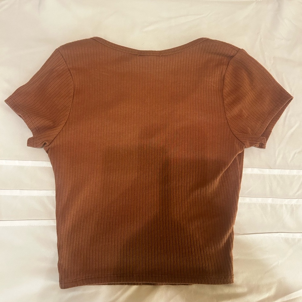 Target Brown Ribbed Crop Top - Picture 2 of 2